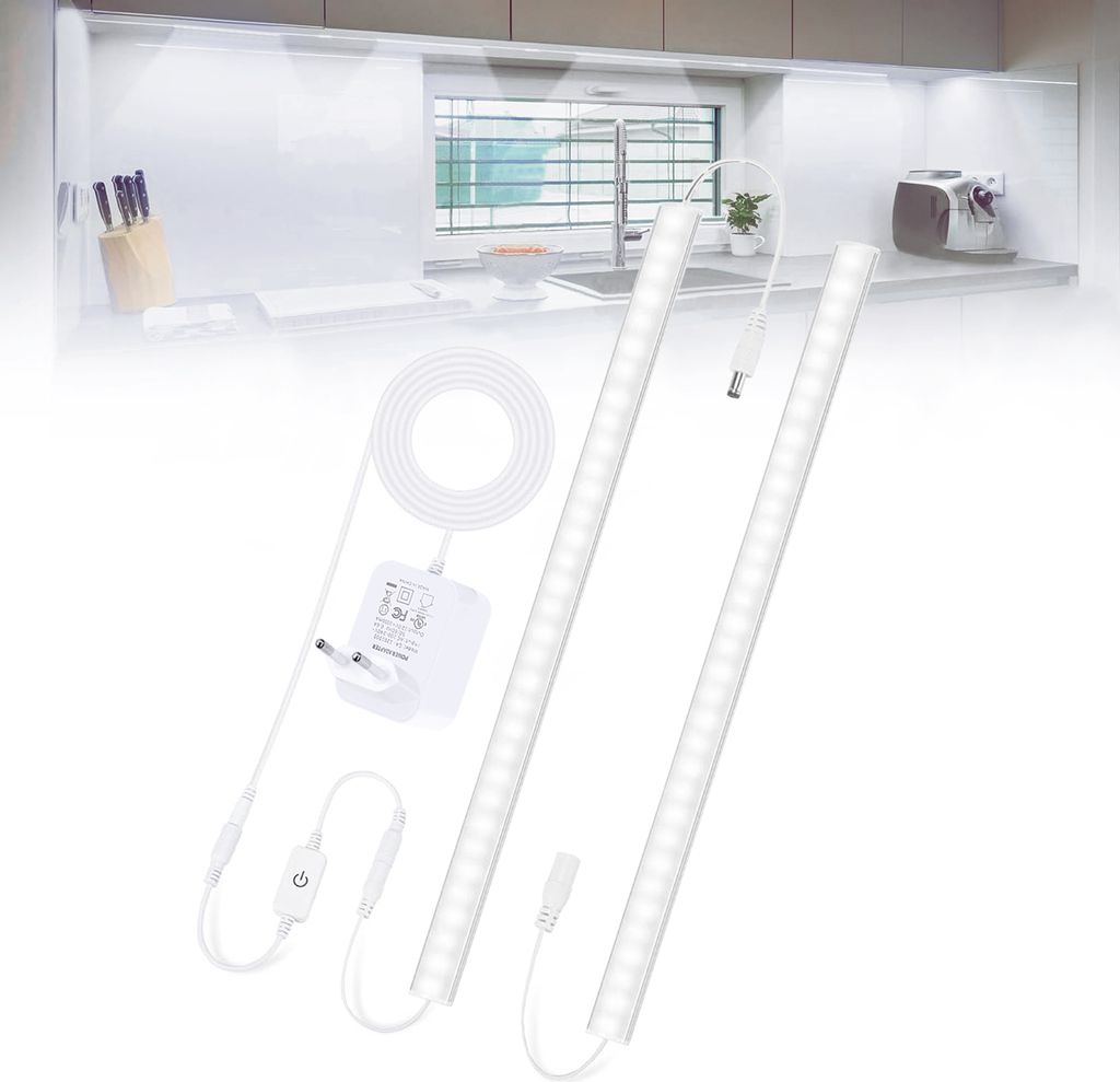 2er Set 30cm LED Unterbauleuchte Kaltweiß Dimmbar Produktbild 