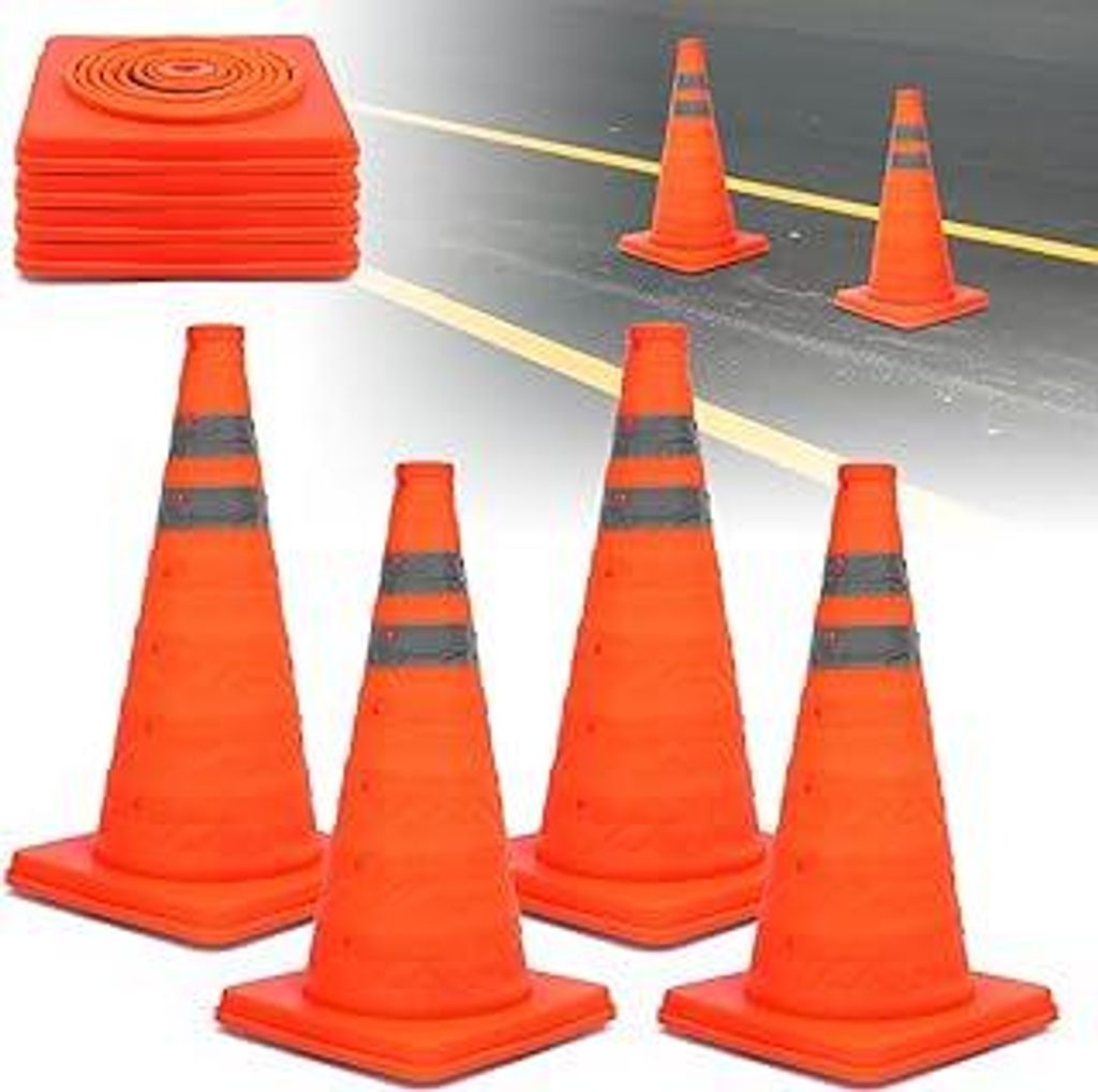 TAOPE Faltkegel Warnkegel, 45cm Reflektierender Verkehrskegel, Orange Verkehrsleitkegel Pylone Faltbar, Faltbar Warnkegel Sicherheitskegel Leitkege...