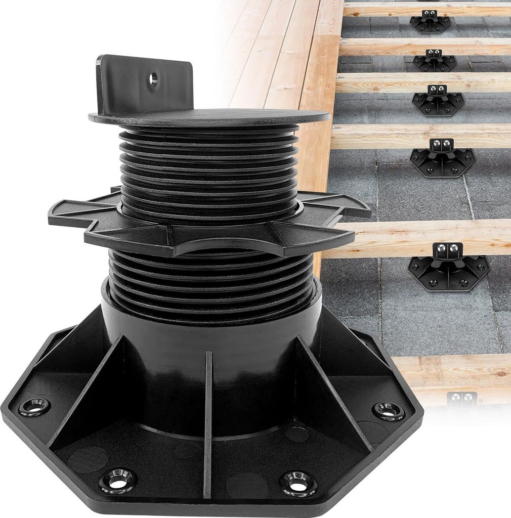 JOIEYOU Stelzlager Höhenverstellbar WPC Terrassenlager für Terrassenplatten 60-140mm Stelzlagern Selbstnivellierend für Garten Balkon Fliesen, 1...