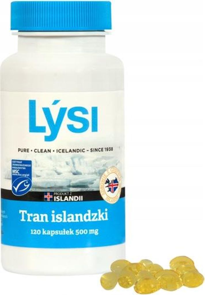 Lysi Isländisches Lebertran 500 mg OMEGA 3 Vitamine ADE 120 Kapseln