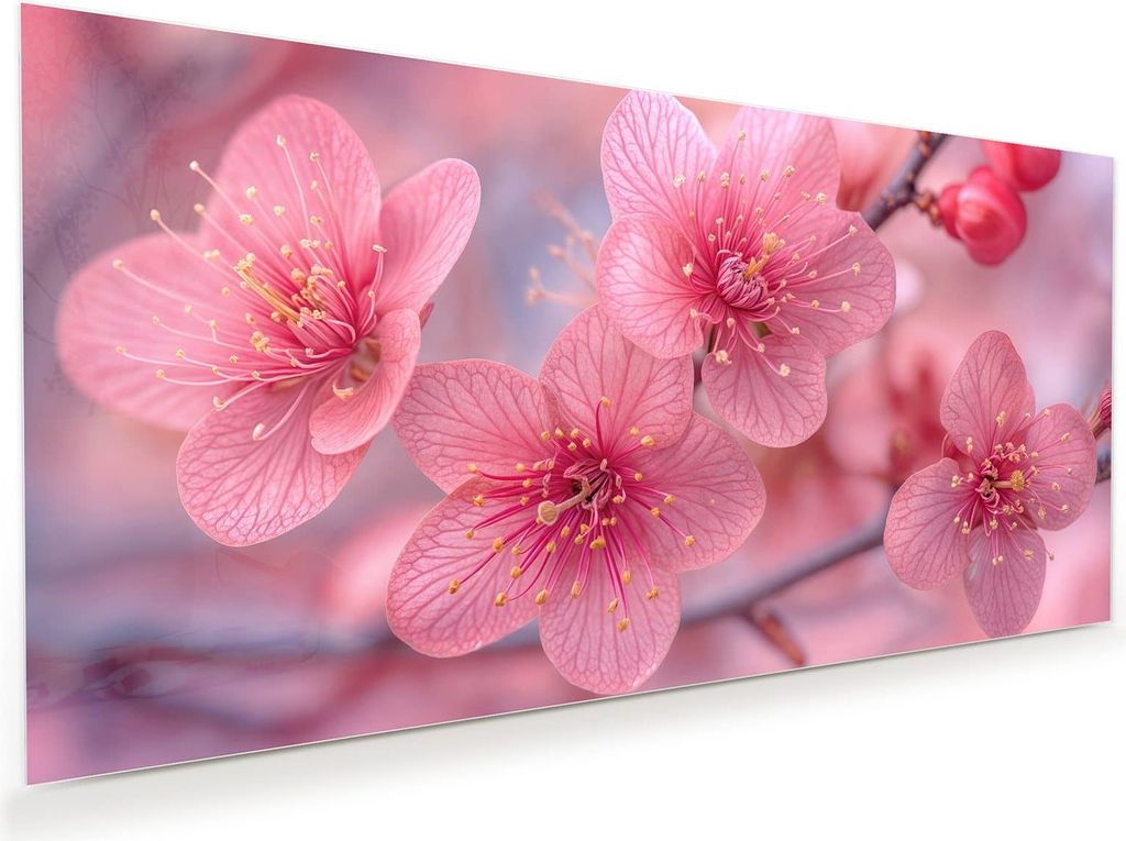Glasbild 80x40cm in XXL für Wohnzimmer, Schlafzimmer Motiv Blütenzauber