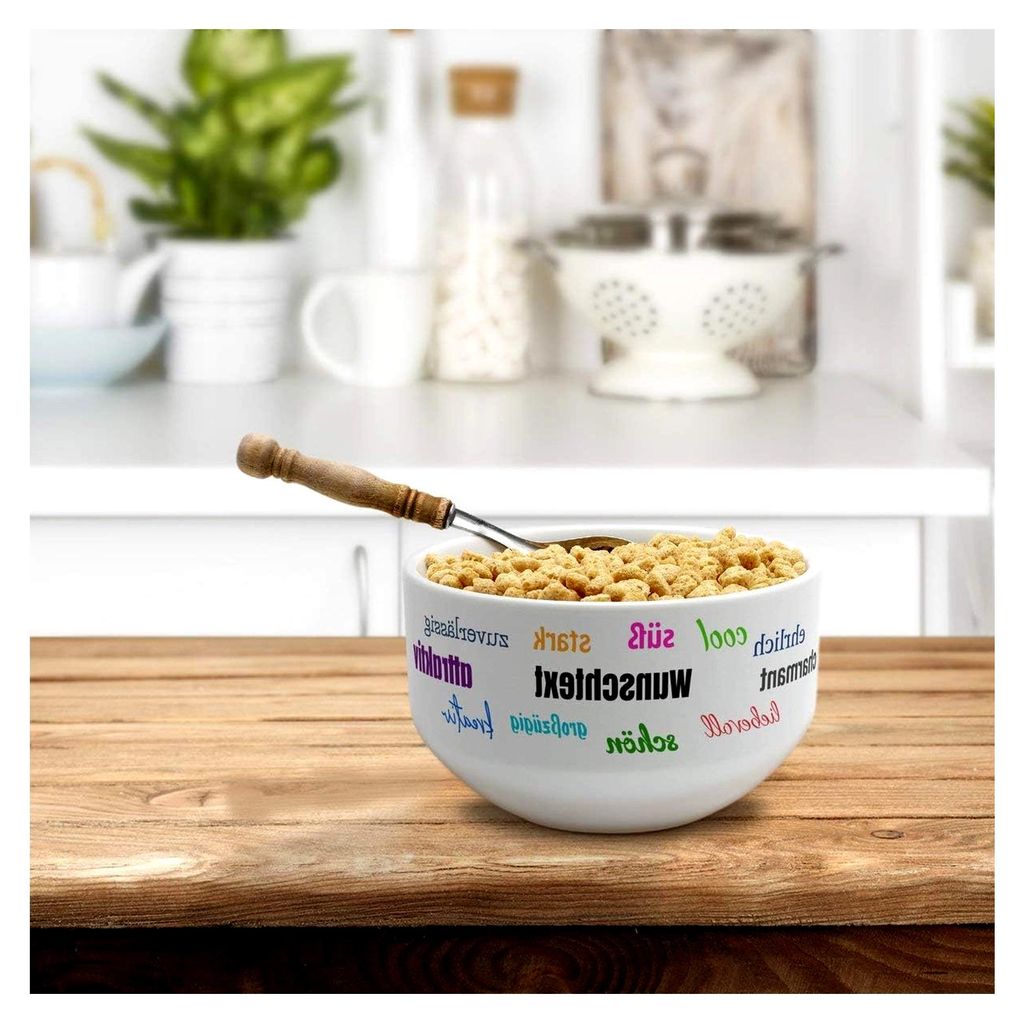Müslischale mit individuellem Namen oder Text bedruckt - Salatschale, Obstschale, Suppenschüssel selbst gestalten - Motiv: Positive Eigenschaften