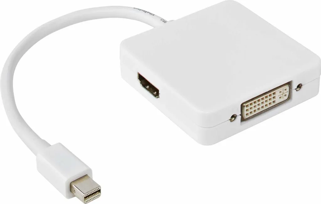 Adaptateur Mini DisplayPort vers HDMI DVI DisplayPort Allteq 3 en 1 blanc