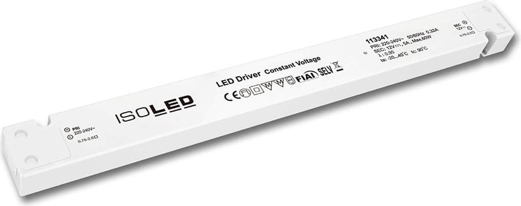 ISOLED LED Trafo 12V/DC, 0-60W, slim, SELV Produktbild 
