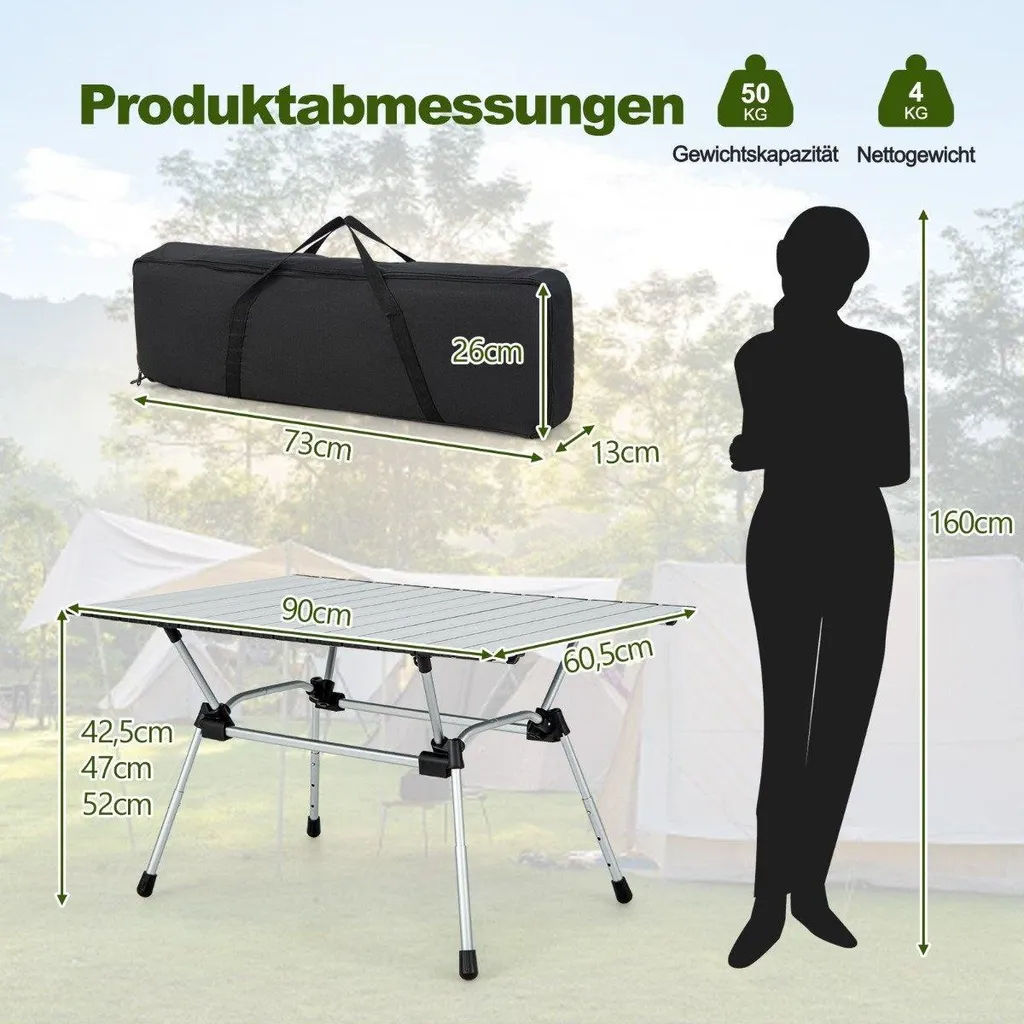 Table camping pliable stable pour sol irrégulier, hauteur ajustable - 2