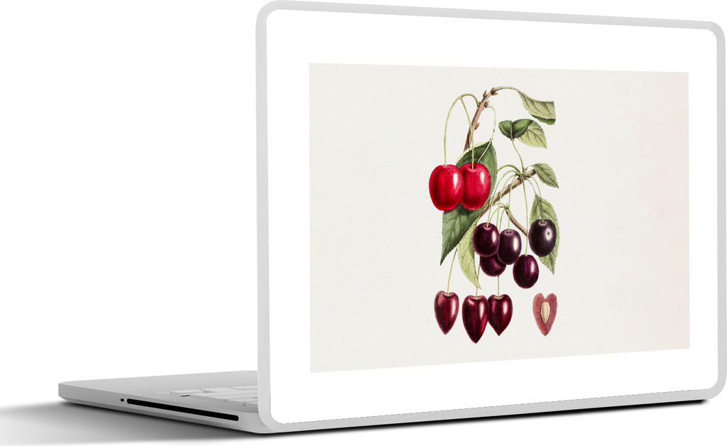 MuchoWow Laptop Aufkleber Sticker Cover Lebensmittel - Kirsche - Herz 36.5x27.5 cm - Laptop-Sticker
