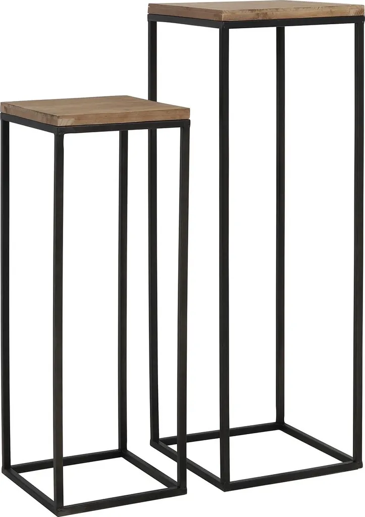Colonnes de décoration en bois noir Yarula pour sellette de salon
