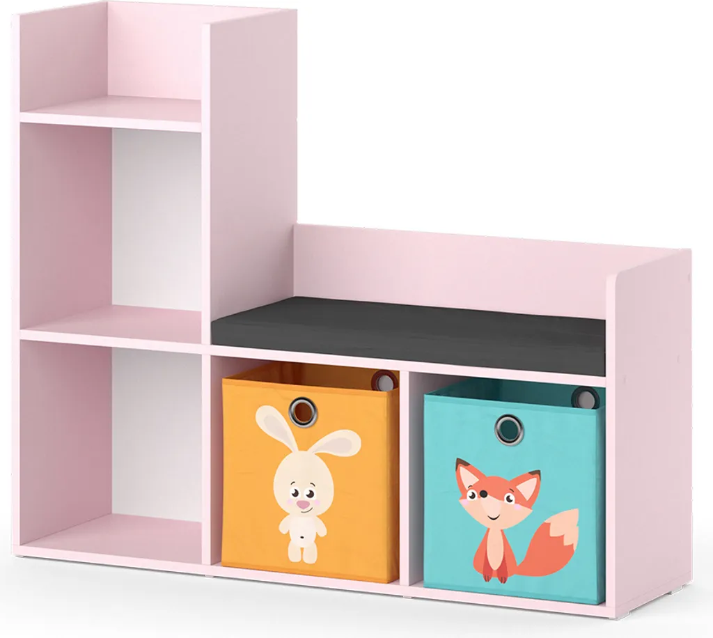Bibliothèque enfant Vicco Luigi Rose : fini le désordre avec 2 bacs