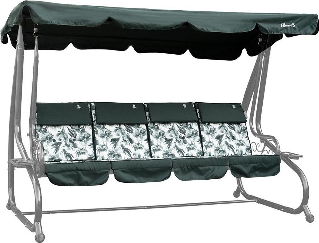 Garten-Schaukel 4-Sitzer, verstellbar mit neigbarem Dach, 7-cm-Kissen und Ablagefächern – Metallgestell, modernes Design und extra Komfort, idea...