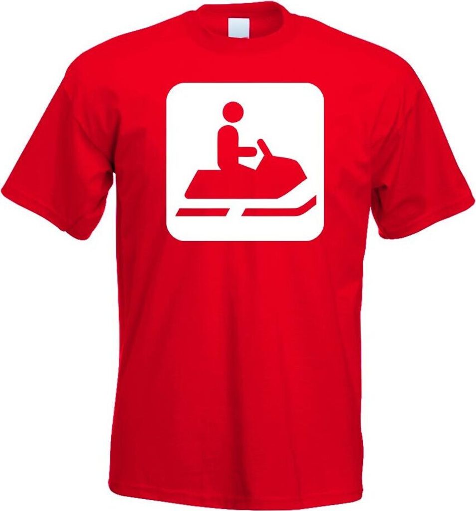 Kiwistar - T-Shirt - rot - Schneemobil Raupen Piktogramme Herren Funshirt Bedruckt Design Sprüche Spruch Motive - mit Motiv Bedruckt - Funshirt De...