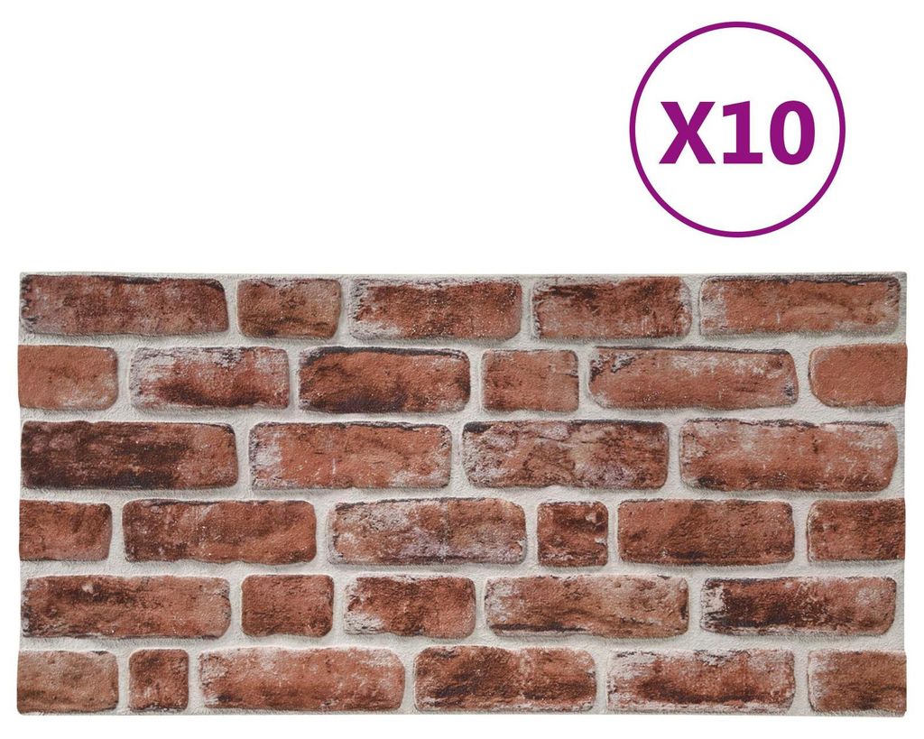 vidaXL Nástenné panely, 10 ks, tmavohnedé a biele, 100 x 50 Obrázok produktu 