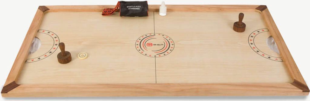 Ubergames – Tischhockey – ECO Mangoholz – Rutschhockey India - mit Puder und Scheiben - komplett