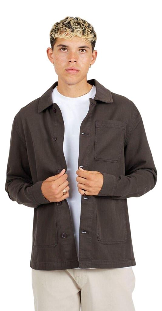 Brave Soul - Hemdjacke für Herren, Twill GT16377 (M) (Holzkohle)