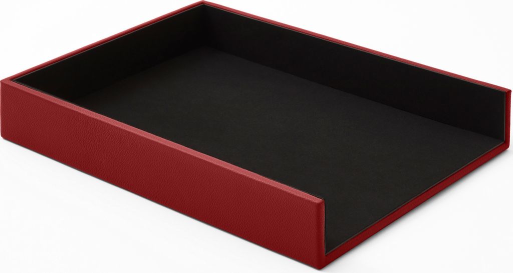 Briefablage Büro Echtes Leder Ferrari Rot cm 32 x 24.2 x H.5 - Ablagefächer Papierablage Ablagekorb A4 - Hergestellt in Italien