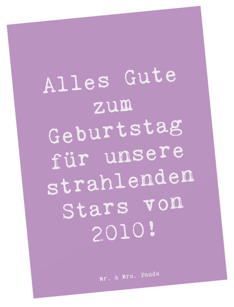 Mr. & Mrs. Panda Postkarte Spruch 2010 Geburtstag Stars - Lavendeltraum - Geschenk, nostalgische Geburtstagsgrüße, einzelkarte, Fotokarte, Happy ...