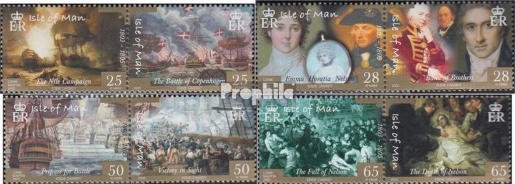 Briefmarken GB - Isle of Man 2005 Mi 1183-1190 Paare (kompl.Ausg.) postfrisch Seeschlacht von Trafalgar