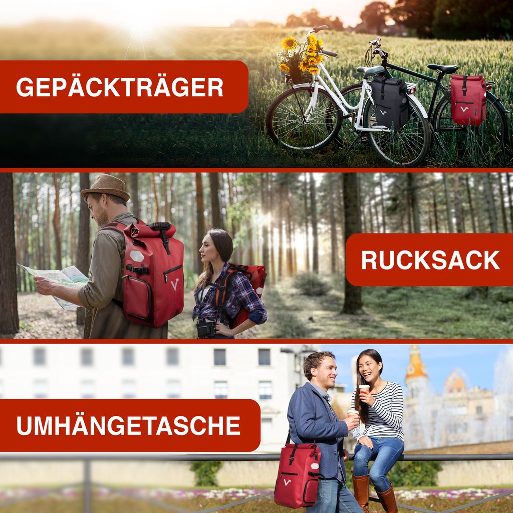 Valkental® ValkPro 3in1 Fahrradtasche, Rucksack & Produktbild 2