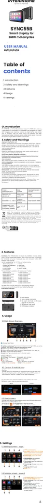 Écran Intelligent de Moto INTERPHONE Sync 55 B Compatible Support BMW - 5