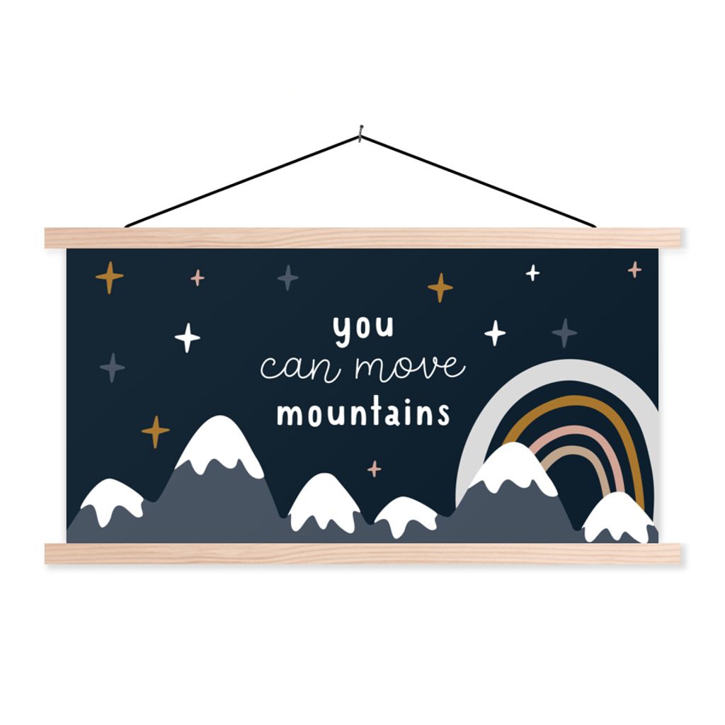 MuchoWow Textilposter Zitate - Sprichwörter - Kinder - Du kannst Berge versetzen - Kinder - Baby - Jungen - Mädchen 120x60 cm mit holzfarbenen ...