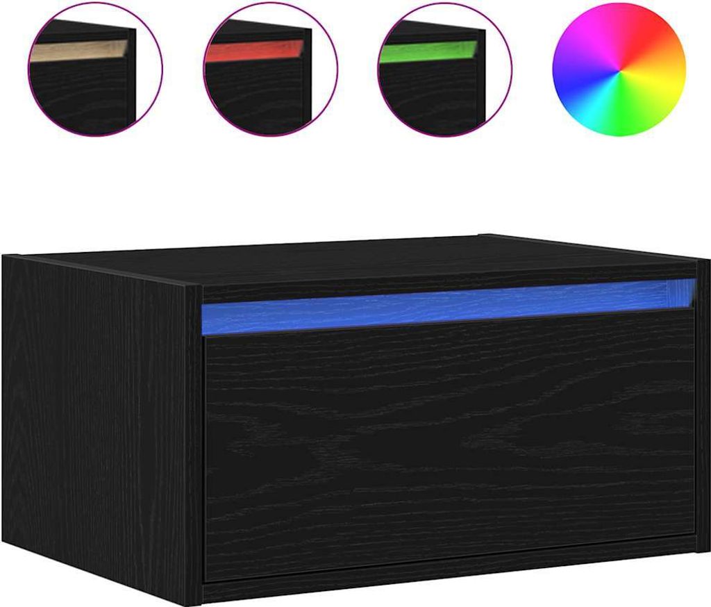 "WINTER SALE"Wand-Nachttisch, Fernsehtisch - CLORIS - TV-Schrank - mit LED-Leuchten Schwarz Eichen-Optik - TV-Schränke NeuMöbel172342