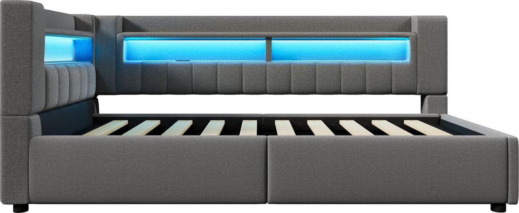 Merax Tagesbett 90x200 cm, Polsterbett mit Ausziehbett, Produktbild 