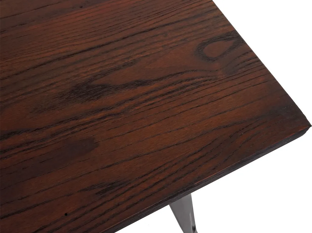 Table rectangulaire métal noir et bois d'orme 120cm design industriel - 4