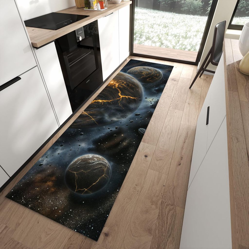 Küchenteppich 80x280cm rutschfest & abwischbar PVC Läufer - Drei Welten