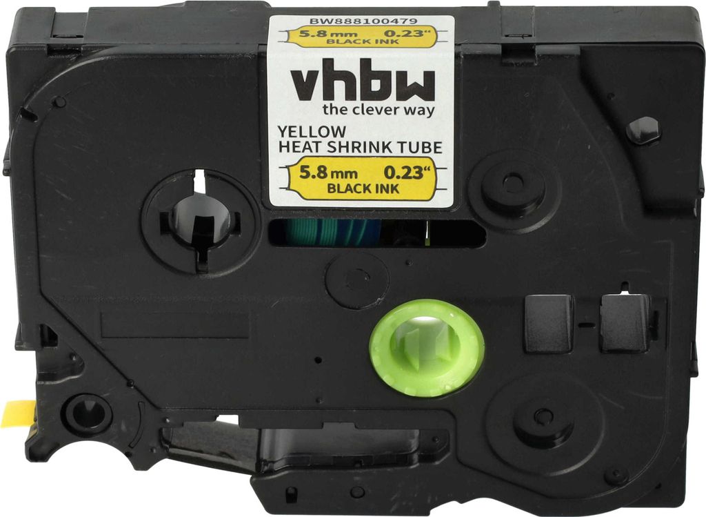 vhbw Schriftband-Kassette kompatibel mit Brother PT E300VP, E500, E300, E500VP, E550W Etiketten-Drucker Schwarz auf Gelb, Schrumpfschlauch-Kassette