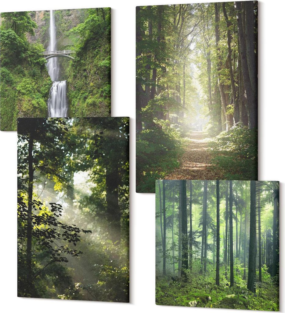 Wandbilder Leinwand 4-teilig – – Polycanvas Kunstdruck – Moderne Bilder für Wohnzimmer & Schlafzimmer – Aufhängefertig – 2x 40x40 cm + ...