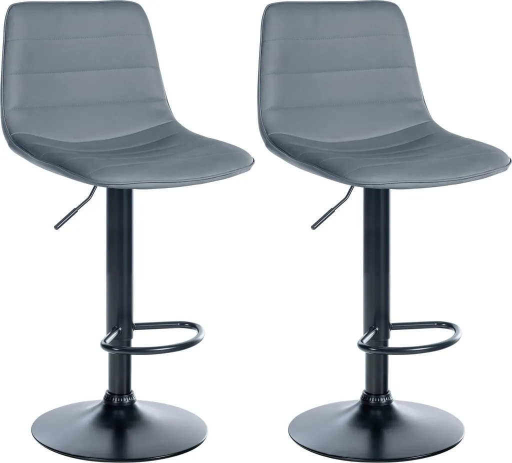 Set 2 Sgabelli Professionali Lex Metallo Nero e Pelle Grigia
