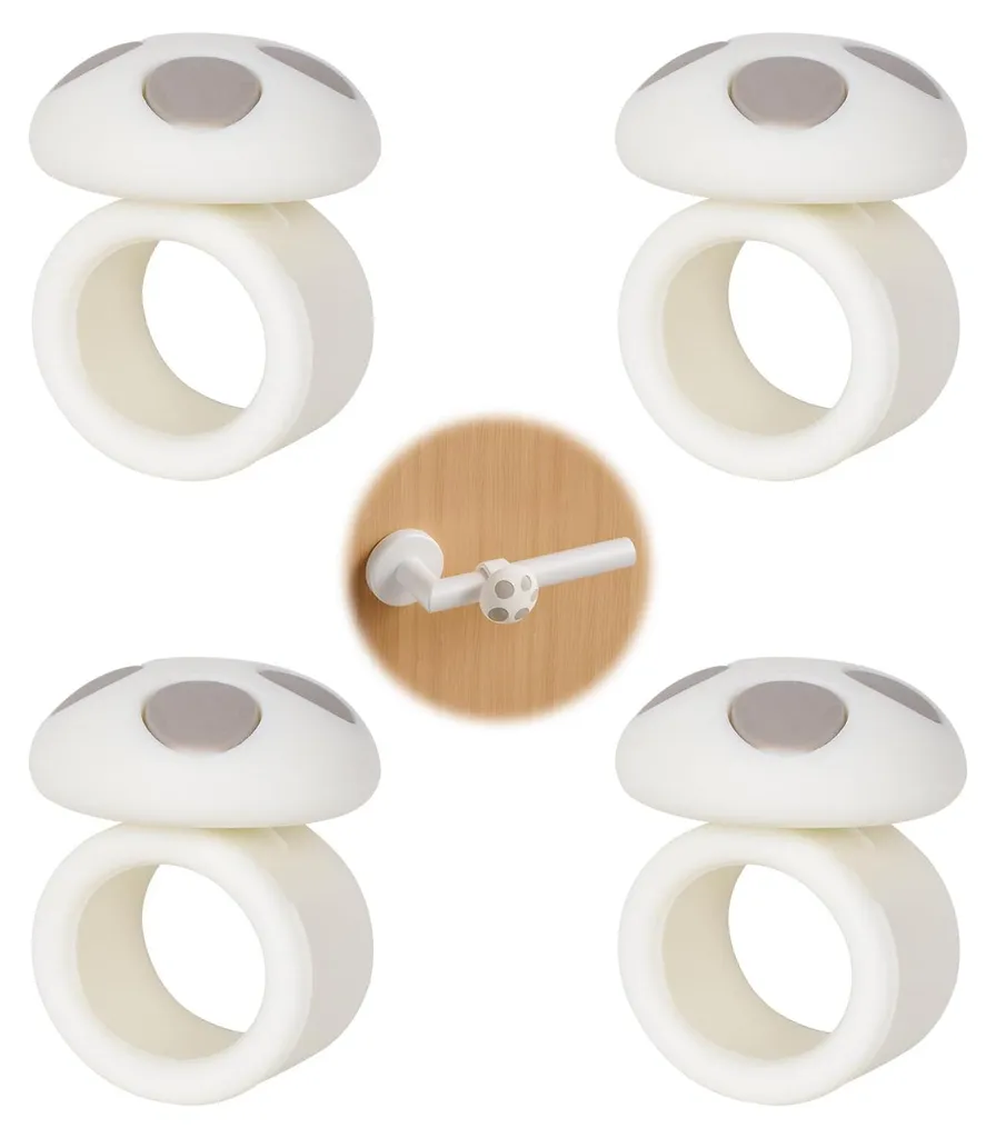 Butoir de Porte en Silicone Souple Blanc Lot de 4 Anneaux de Protection