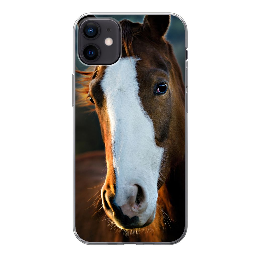 MuchoWow Handyhülle Schutzhülle Hülle für iPhone 12 mini Pferd - Kopf - Licht Silikon Softcase Handy Hülle - Bild