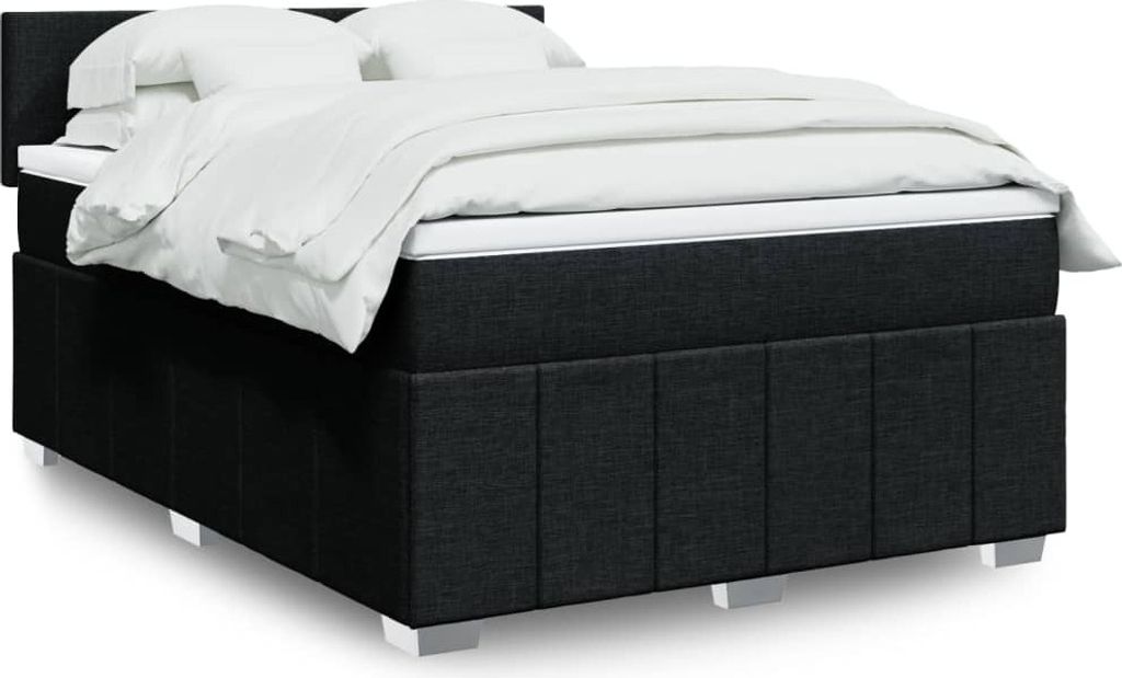 Maison Exclusive - Boxspringbett mit Matratze Schwarz 140x200 cm Stoff