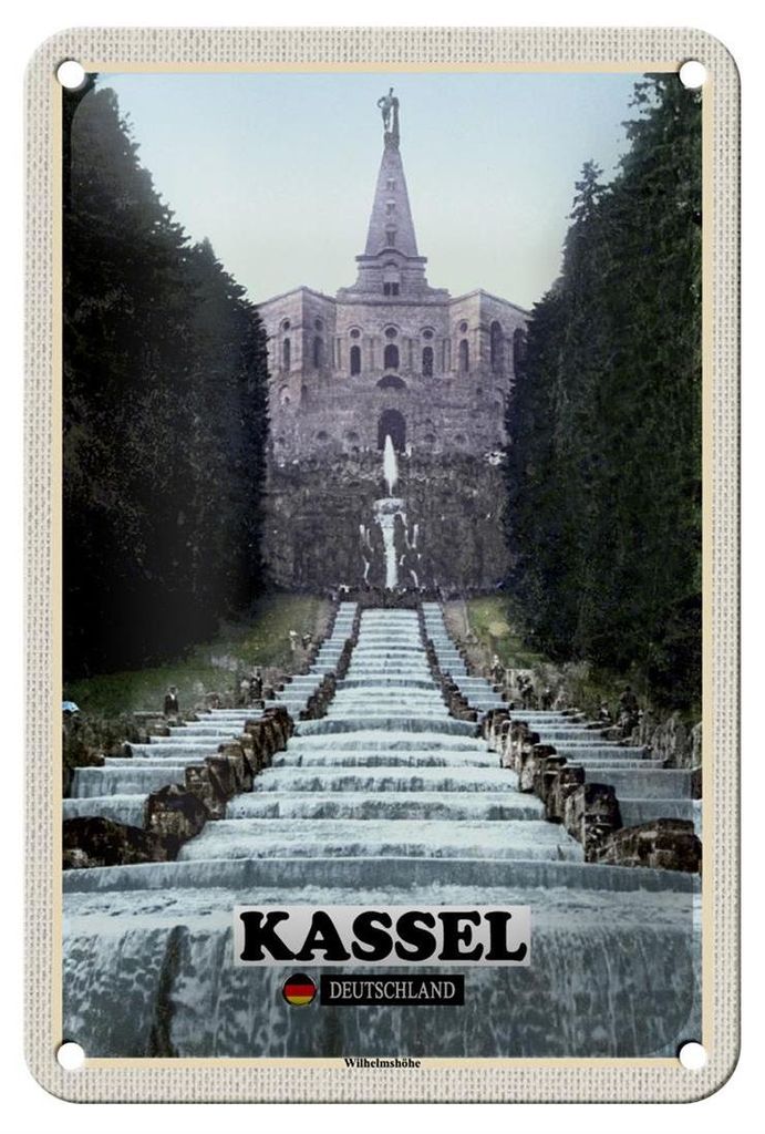 Blechschild Städte Kassel Wilhelmshöhe Architektur Deko 12x18cm Schild
