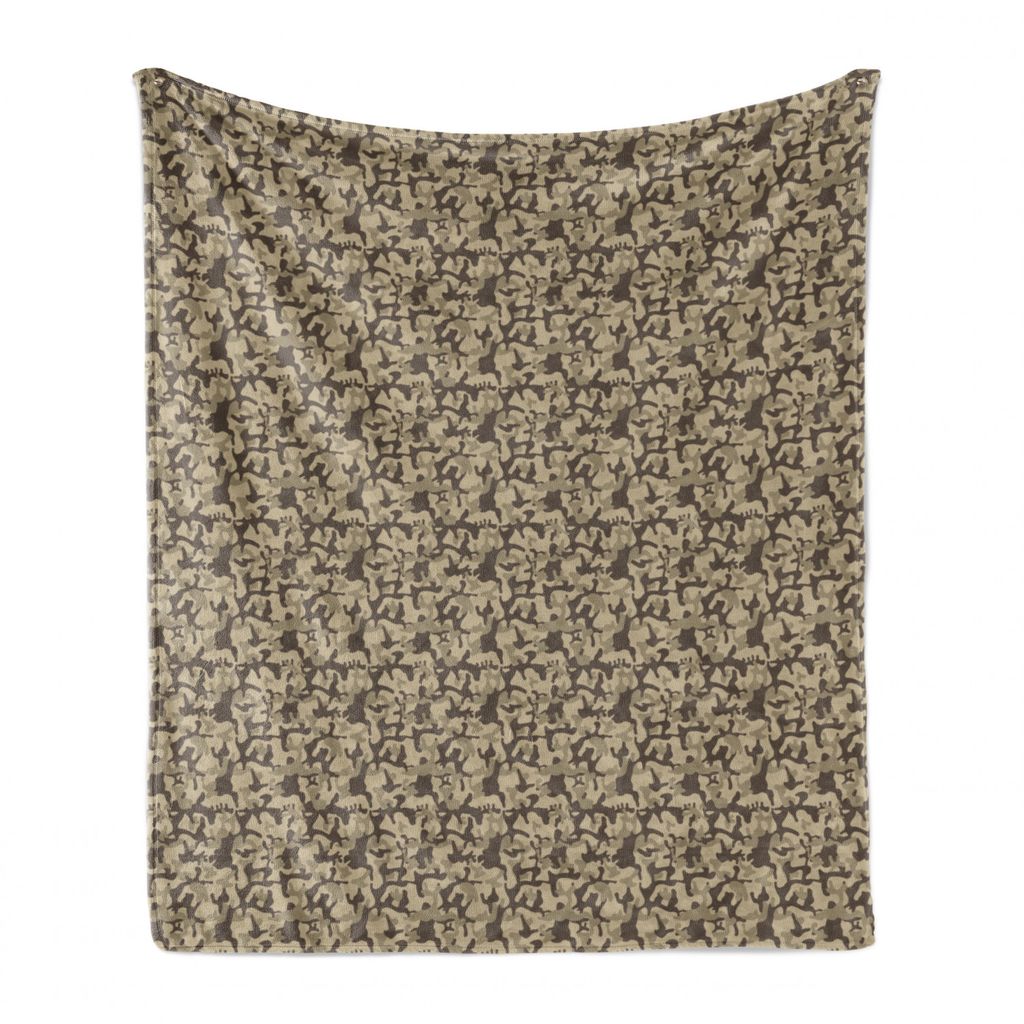 ABAKUHAUS Camo Weich Flanell Fleece Decke, Camouflage Wiederholen, Gemütlicher Plüsch für den Innen- und Außenbereich, 125 x 175 cm, Taupe Pale...