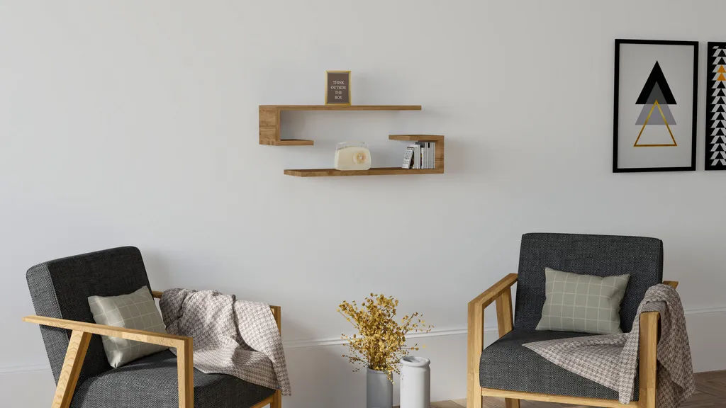 Étagère murale Eldo Skye Decor en noyer mélaminé 60 cm pour salon