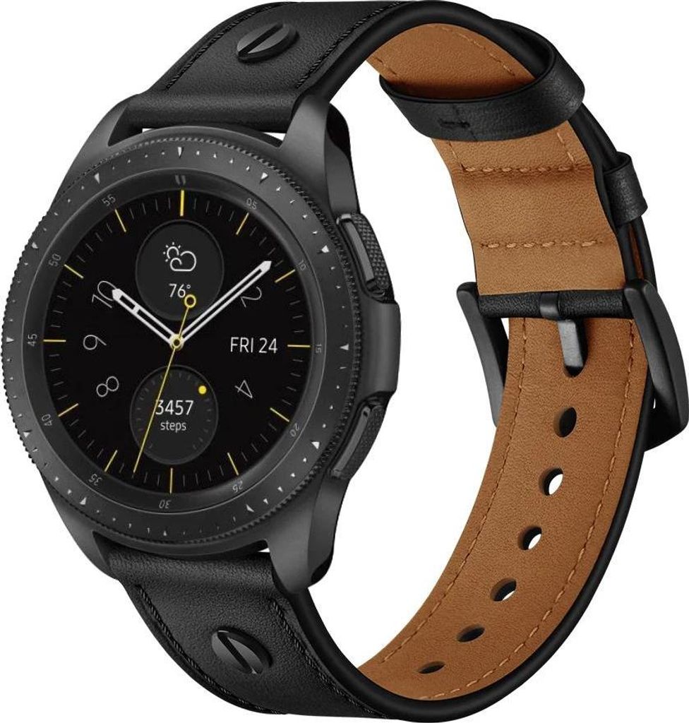 Strap-it 20mm Lederarmband mit Schraubverschluss, passend für Samsung Galaxy Watch 7 / 6 / 5 / 4 / 3 (41mm) / 42mm / Active / FE / (Schwarz)