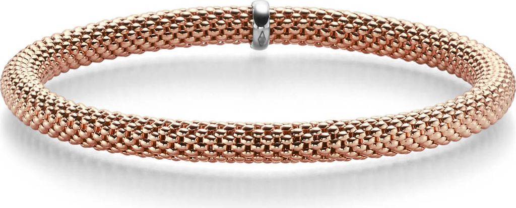 Himbeer-Armband Armreif Armschmuck elastisch 5mm 585 Gold Rotgold für Damen