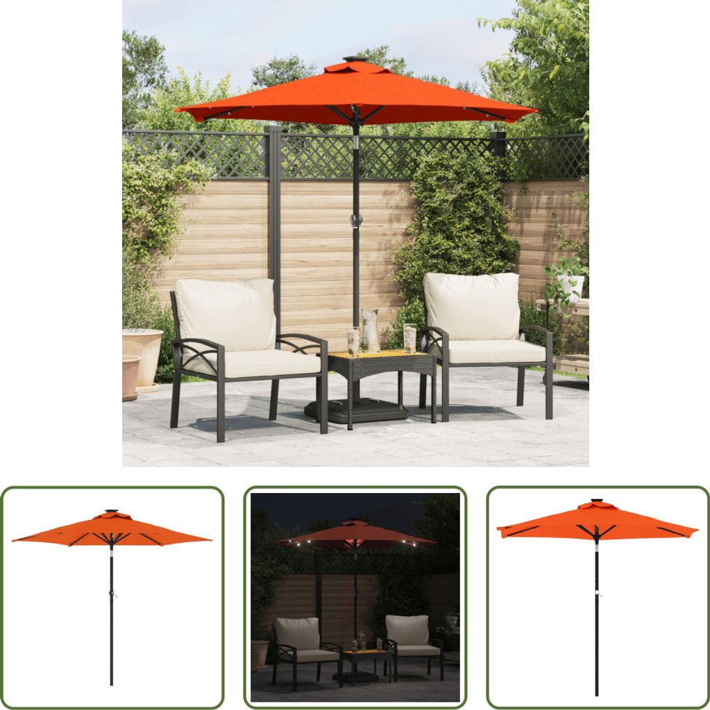 The Living Store Sonnenschirm mit LED und Stahlmast Terracotta 225x225x212 cm