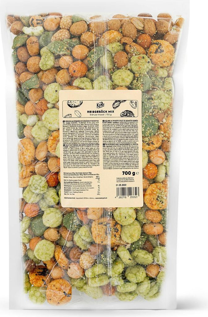 A clear, well-lit product shot of a bag of mixed snacks.