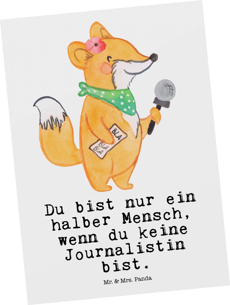 Mr. & Mrs. Panda Postkarte Journalistin Herz - Weiß - Geschenk, Grußkarte, Spruch, Ausbildung, Witzig, Postkarten, Ansichtskarten, bildkarte, Stu...