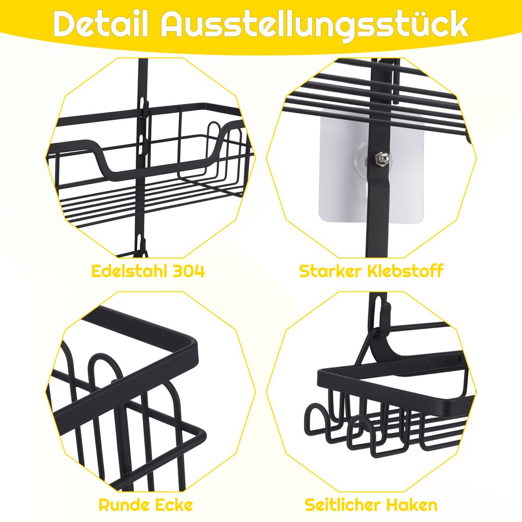 Duschablage zum Hängen Schwarz,Duschregal mit 2 Duschkörben Produktbild 8