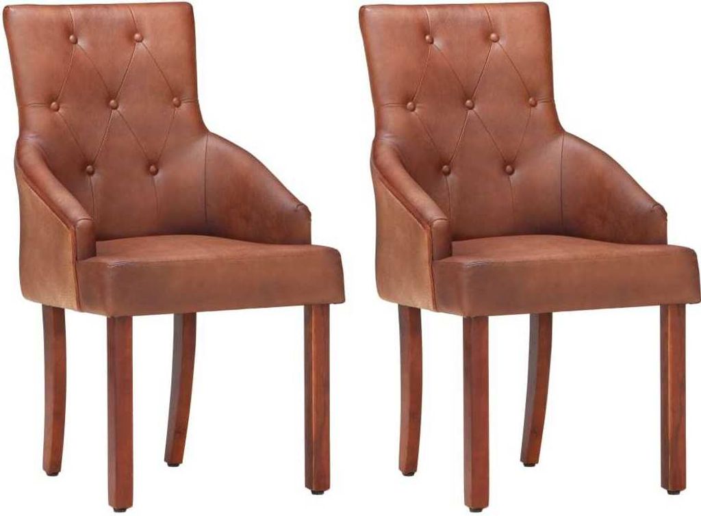 "im Angebot" Esszimmerstühle 2 Stk. Braun Echtes Ziegenleder - Esszimmerstühle CC2287