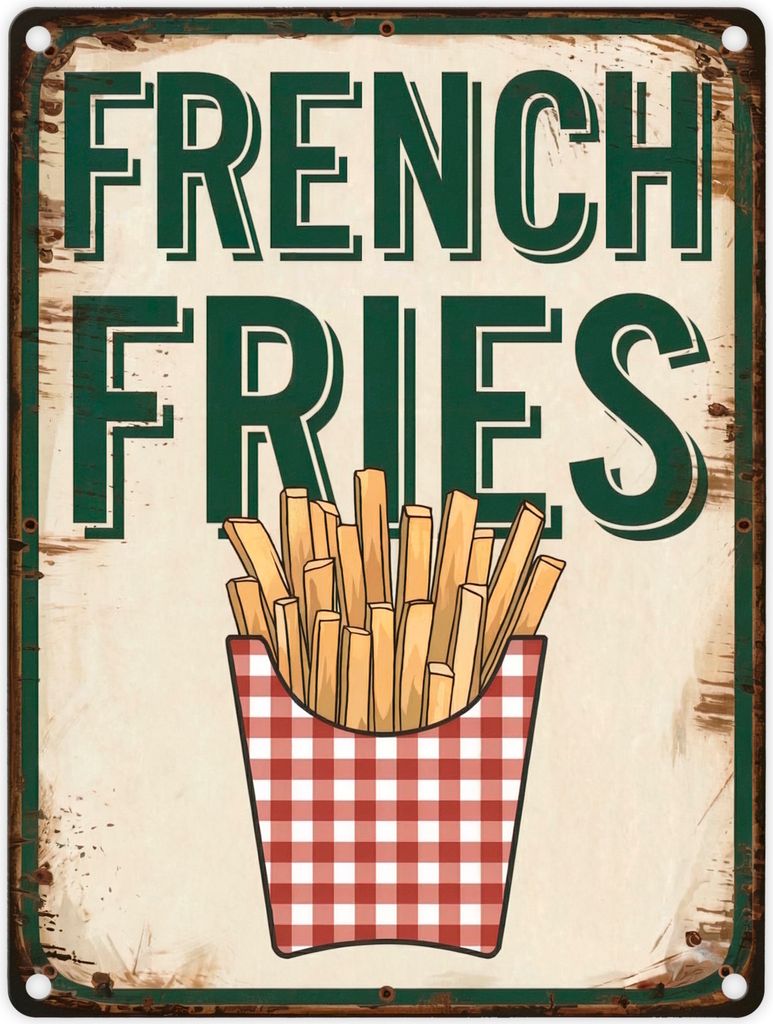 French Fries Metallschild in 15x20 cm mit Pommes frites