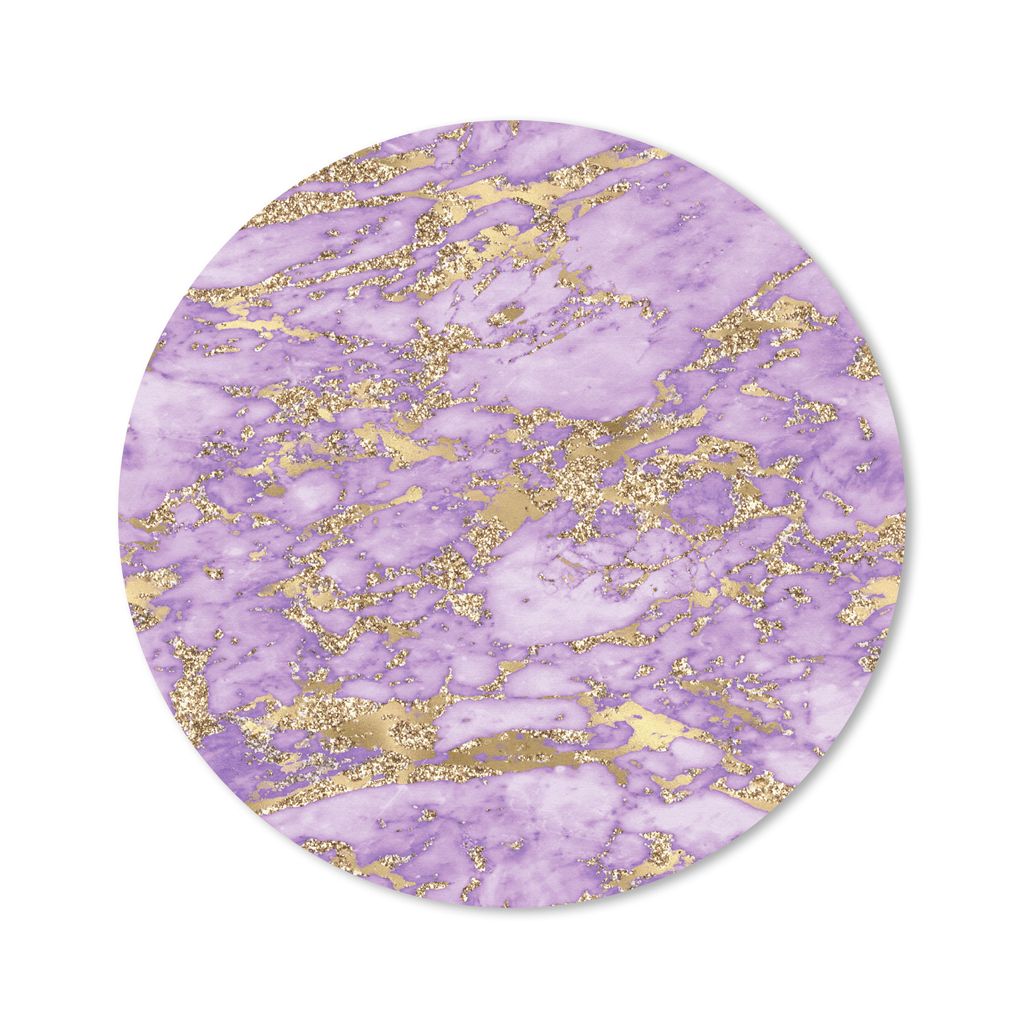 MuchoWow Mauspad Mousepad Marmor - Glitzer - Lila - Gold 50x50 cm - Mousepads - Maus Mat - Pad - Mausunterlage - Vinyl