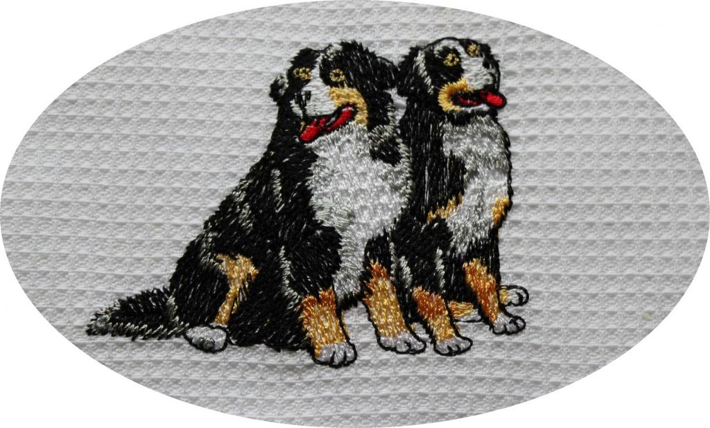 Triolino Waffelpique-Geschirrtuch Küchentuch 100% Baumwolle schöne Stickerei, Grösse:50 cm x 70 cm, Farbe:Hund