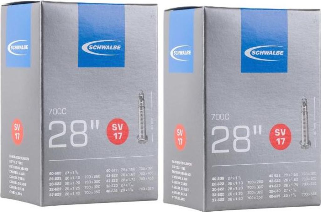 Chambre à air Schwalbe SV17, lot de 2, 28 pouces, Image du produit 