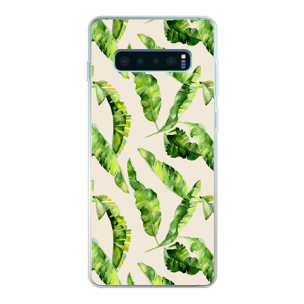 MuchoWow Handyhülle Schutzhülle Hülle für Samsung Galaxy S10 Plus Blatt - Tropisch - Muster Silikon Softcase Handy Hülle - Schutzhülle