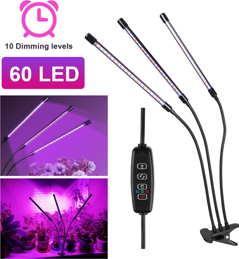 Jayseuw 30Watt Pflanzenlampe Pflanzenleuchte LED Grow Light – automatischer Timer 3–9–12 Stunden
