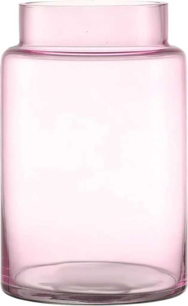 KAYLETIN Grand Vase en Verre Rose 23cm pour Bouquets et Déco de Maison